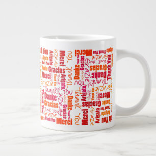 Grande Tasse Le Merci multilingue rouge orange, la bouillie de 