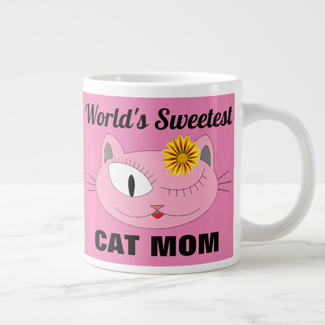 Grande Tasse Le plus doux du monde CAT MOM Pink Cat Face (Droite)