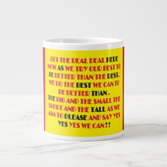 Grande Tasse Le vrai marché pour les lettres de mots de promoti (Devant)