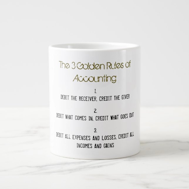 Grande Tasse "Les 3 règles de comptabilité d'or" (Devant)