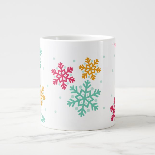 Grande Tasse Les flocons de neige colorés (Devant)