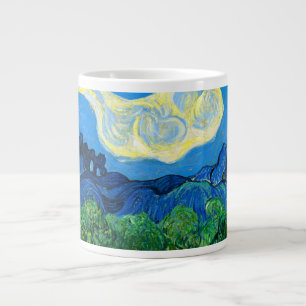 Grande Tasse Les oliviers de Van Gogh dans un paysage montagneu