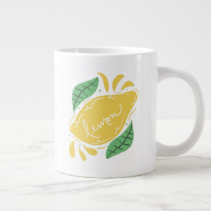Grande Tasse Lettrage Dessiné à la Main Citron Art Jaune Citron
