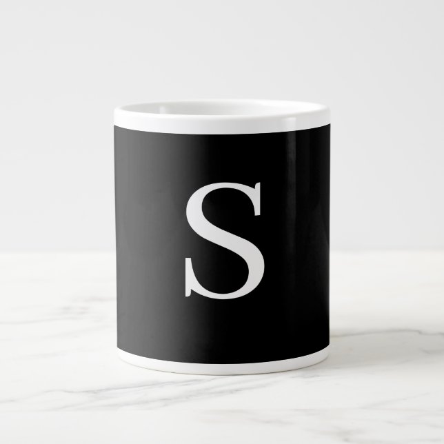 GRANDE TASSE LETTRE INITIALE NOIRE ET BLANCHE MINUSCULE MONOMOB (Devant)