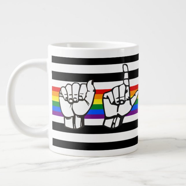 Grande Tasse LGBTQ+ Ally Pride Langue Signale Américaine (Gauche)