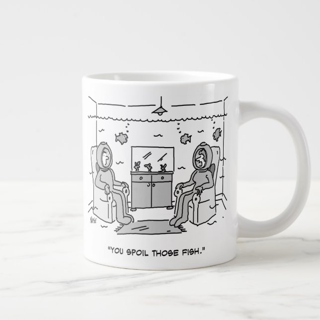 Grande Tasse L'Homme Gâche Son Poisson Tropical - Drôle Cartoon (Droite)