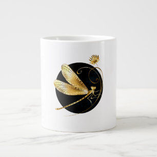 Grande Tasse libellule d'or en cercle noir
