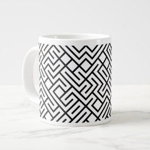 Grande Tasse Lignes en mosaïque génératives (ligne noire) Uniqu