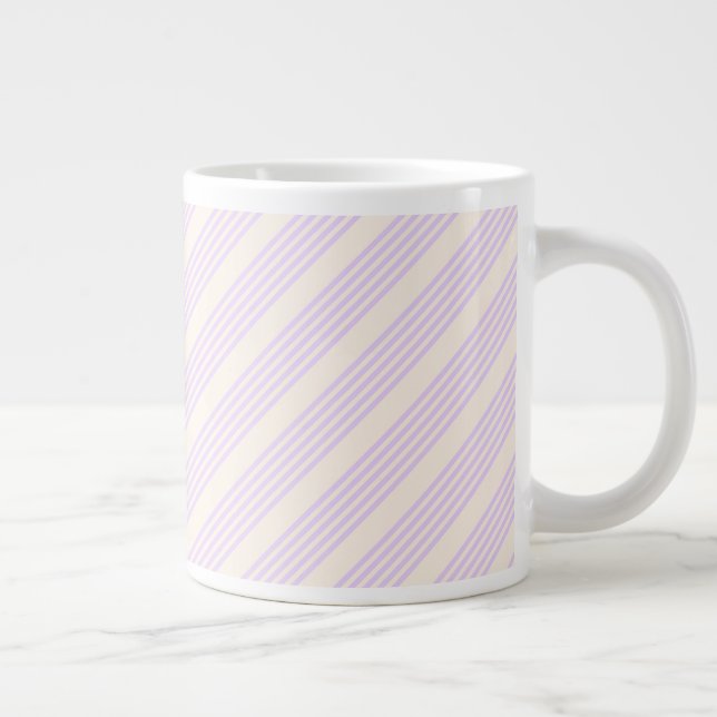 Grande Tasse Lilac violet et beige cinq bandes motif (Droite)