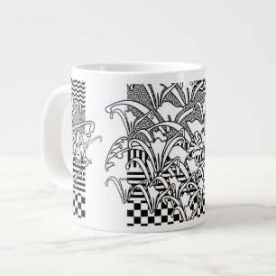 Grande Tasse Lis en noir et blanc