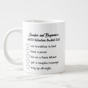 Grande Tasse Liste des seaux Valentine de couple de script pers