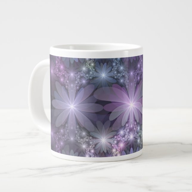 Grande Tasse Lit de fleurs Art Fractal Abstrait tendance brilla (Devant gauche)