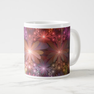 Grande Tasse Lit De Fleurs Coloré Brillant Art Fractal Abstrait