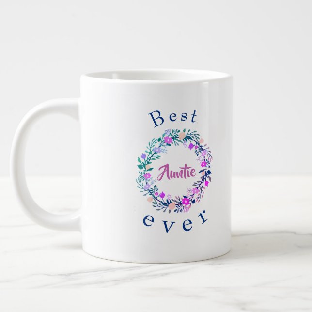 Grande Tasse Logo mignon Meilleure Tante Jamais Mot Art (Gauche)