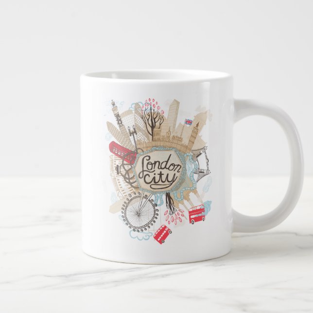 Grande Tasse London City Doodle Art (Droite)