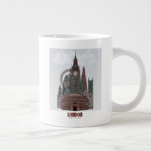 Grande Tasse Londres en nuages rouge et vert