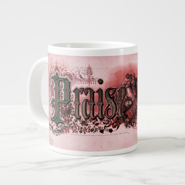 Grande Tasse "Louez Le Seigneur" Rouge et Vert Profond (Devant gauche)