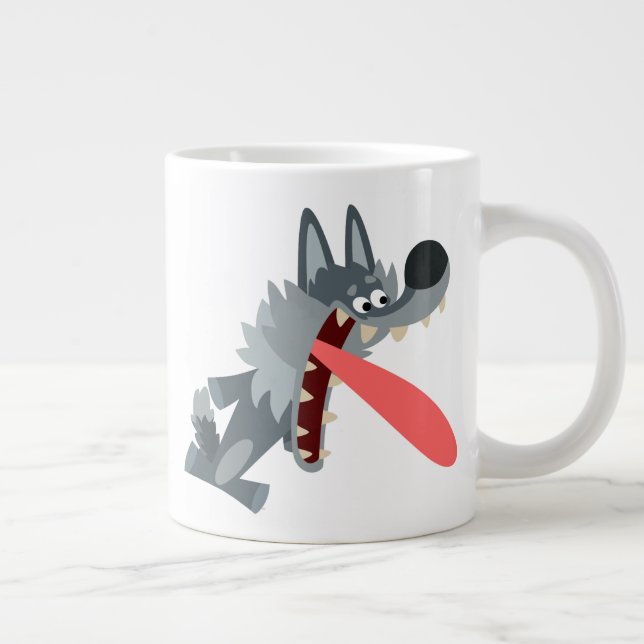 Grande Tasse Loup de caricature adoré (Droite)