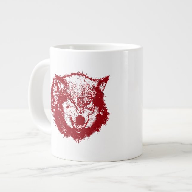 Grande Tasse Loup en colère en rouge (Devant gauche)