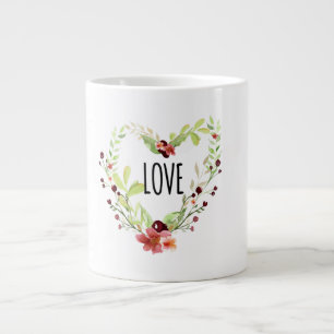 Grande Tasse *~* LOVE INTENTION EMOTO Floral HEART Wreath