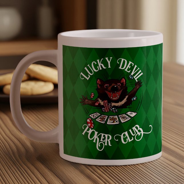 Grande Tasse Lucky Devil Poker Club Funny Tasmanian Devil Art (Créateur téléchargé)