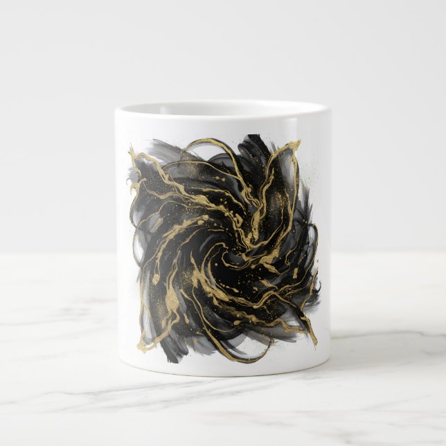 Grande Tasse Luxury Gold and Black Abstract Marble  (Devant)