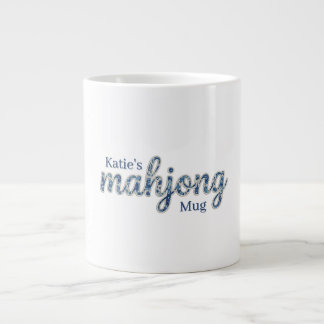 Grande Tasse Mahjong personnalisé florale Chinoiserie bleue