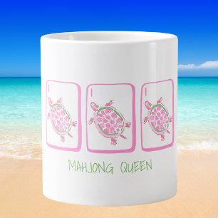 Grande Tasse Mahjong Queen Plage Tortues de Mer / Tortues Roses