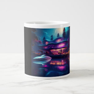 Grande Tasse Maison Futuriste Sur Le Lac