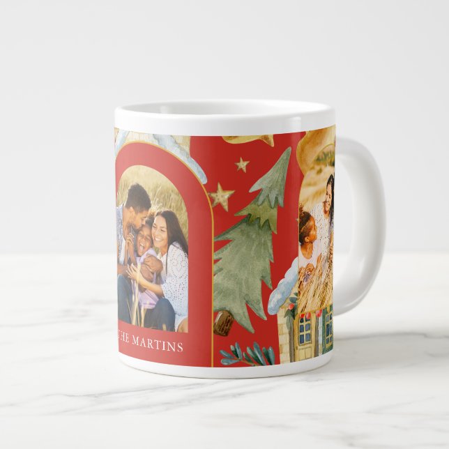 Grande Tasse Maisons de vacances Trois photos Noël Rouge (Devant droit)