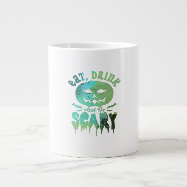 Grande Tasse Mangez Boire Et Soyez Effrayant Halloween Lumière (Devant)