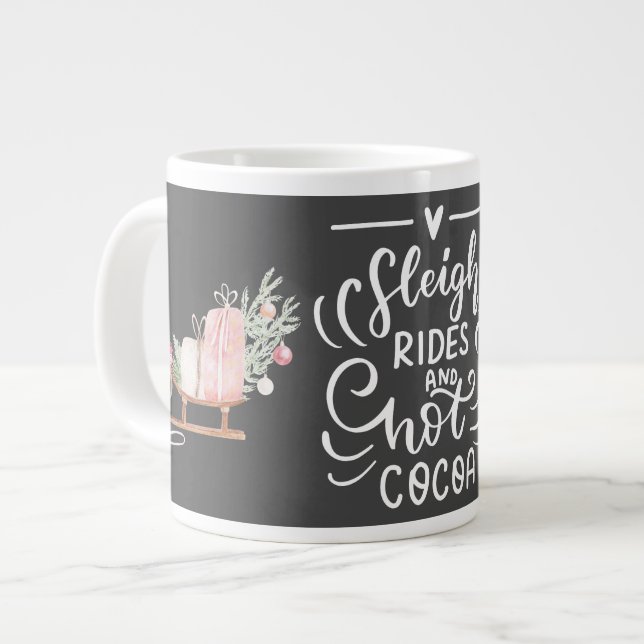 Grande Tasse Marées de traîneau et cacao chaud Gris de Noël (Devant gauche)