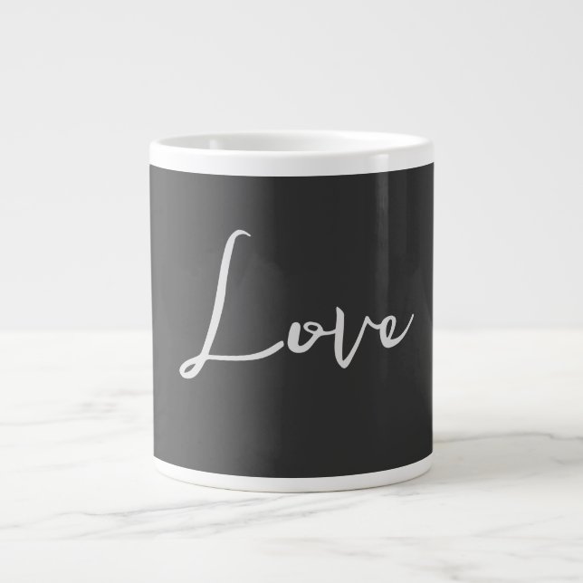 Grande Tasse Mariage d'amour Arrière - plan gris élégant (Devant)