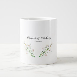 Grande Tasse Mariage Élégant Créatif Floral Blanc Chic
