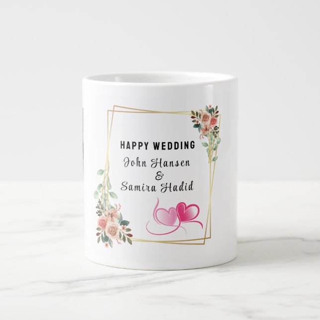 Grande Tasse "Mariage heureux" Anniversaire Fiançailles couple (Devant)