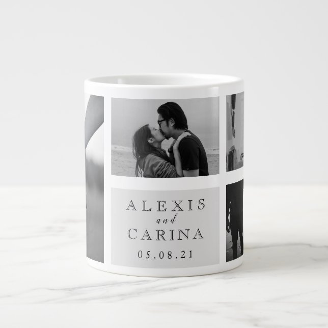 Grande Tasse Mariage photo Couple noir et blanc (Devant)