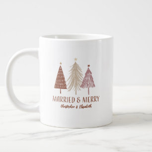 Grande Tasse Mariés Joyeux Premier Noël Arbres Fêtes M. Mme