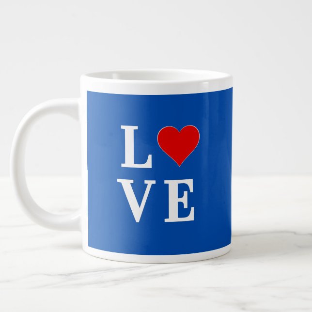 Grande Tasse Marine Bleu AMOUR Rétro élégant (Gauche)