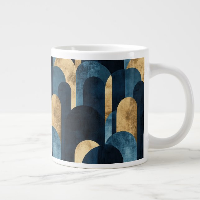Grande Tasse Marine d'or bleu Abstraite (Droite)