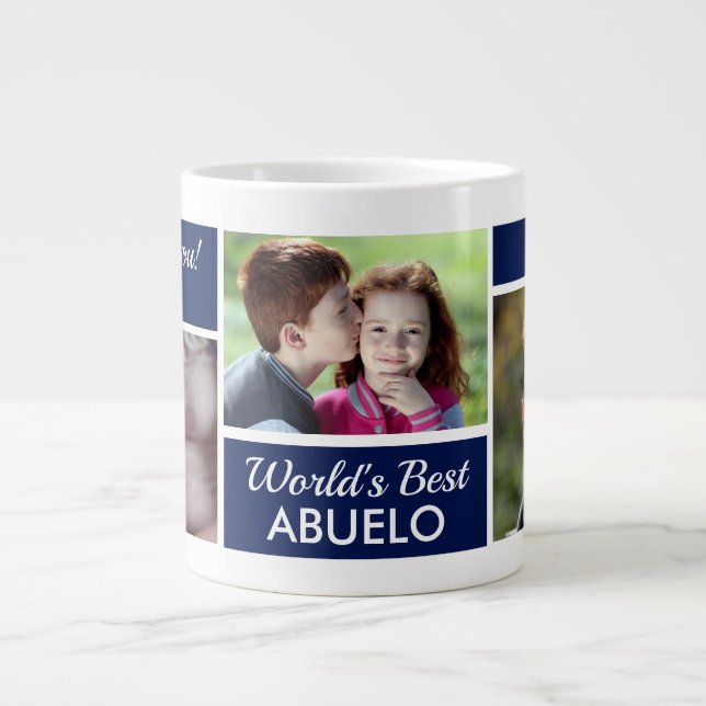 Grande Tasse Meilleur au monde de Abuelo Photo Collage Giant Co (Devant)