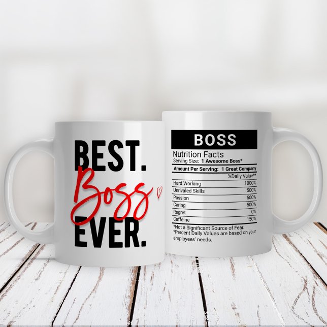 Grande Tasse Meilleur Boss Jamais Rouge + Valeur nutritive, (Créateur téléchargé)