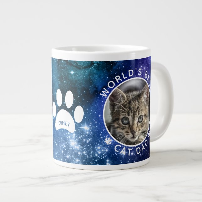 Grande Tasse Meilleur Chat Papa Empreintes de pattes Espace pho (Devant droit)