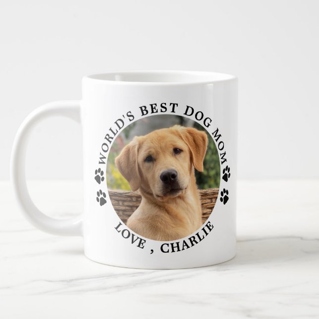 Grande Tasse Meilleur Chien Maman Empreintes de pattes Personna (Gauche)