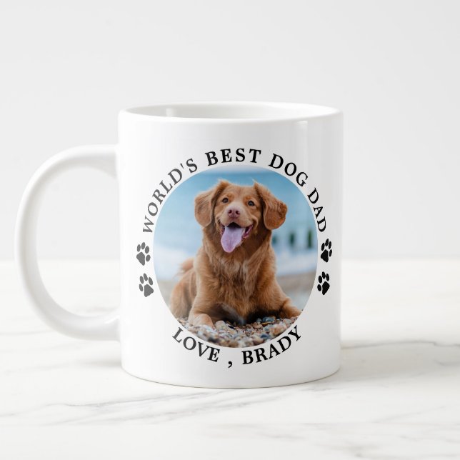 Grande Tasse Meilleur Chien Papa Empreintes de pattes Personnal (Gauche)