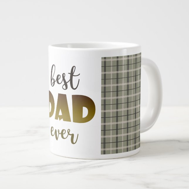 Grande Tasse Meilleur Papa Ever, Motif Tartan, Fête des pères (Devant droit)