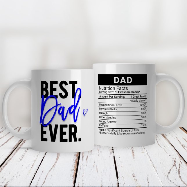 Grande Tasse Meilleur Papa Jamais Bleu + Nutrition Fiches, (Créateur téléchargé)