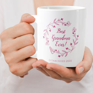 Grande Tasse Meilleure Grand-Mère Familiale Couronne Fleurie An