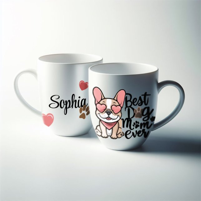 Grande Tasse Meilleure maman de chien jamais personnaliser Fren (best mom customizable frenchie mug)