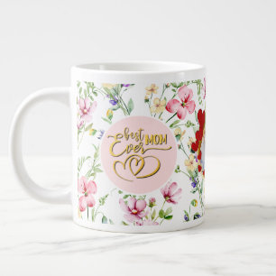 Grande Tasse Meilleure maman Jamais Floral Photo Fête des Mères