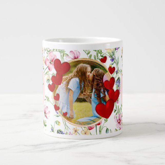 Grande Tasse Meilleure maman Jamais Floral Photo Fête des Mères (Devant)